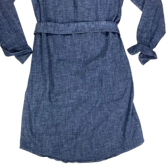 Lands End Denim Dress Womens XS Blue Belted Pockets Comfy Western Core Stretchy - Picture 8 of 16